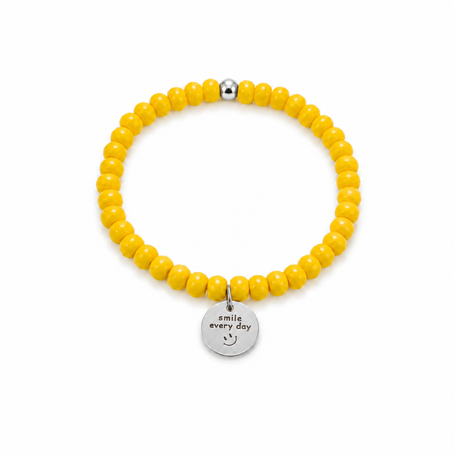 Smile Every Day Kids Beaded Bracelet – Yellow