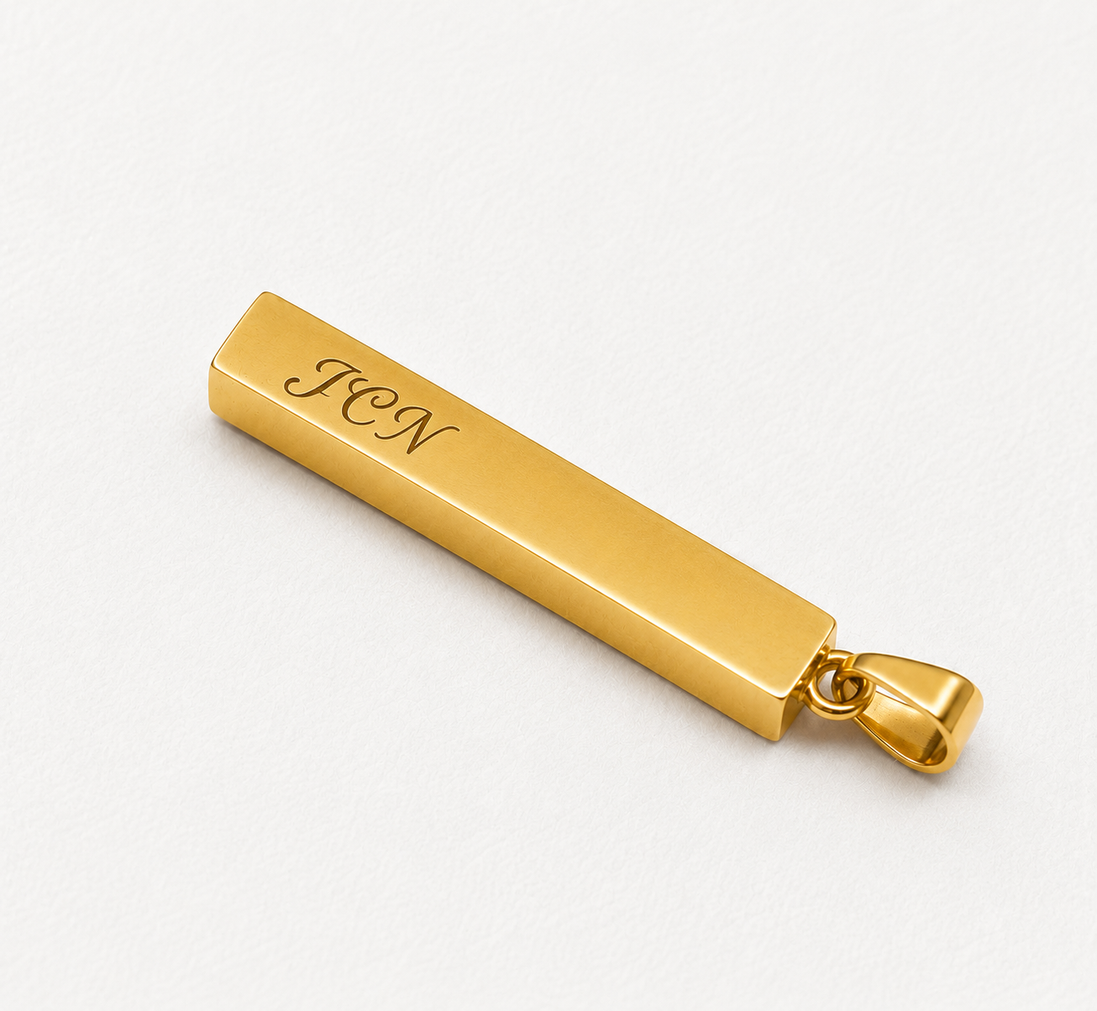 4-Sided Engraved Bar Necklace