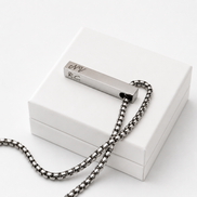 Vertical Bar Engraved Necklace For Men