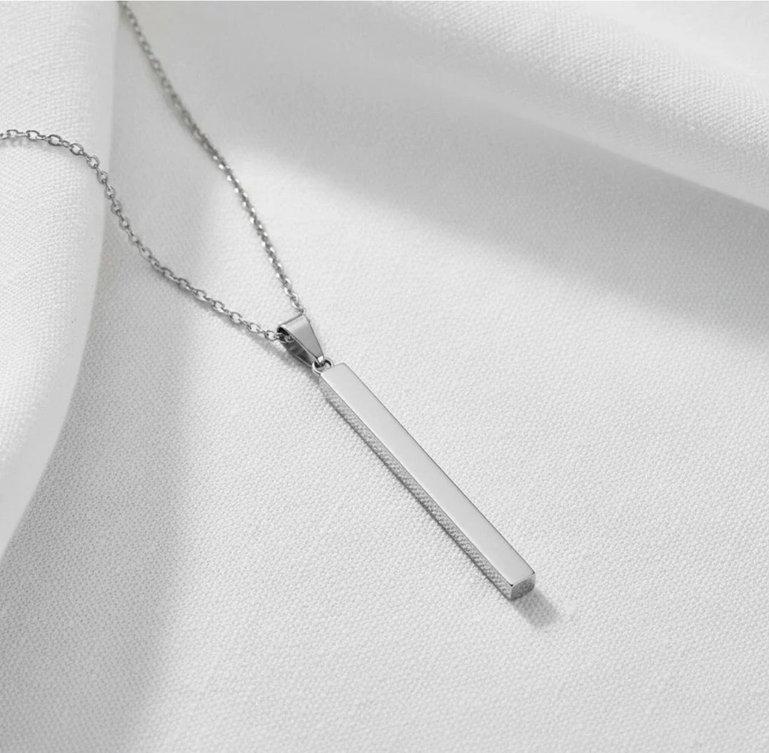 4-Sided Engraved Bar Necklace