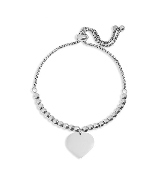 Pulsera Ajustable de Cuentas con Dije de Corazón