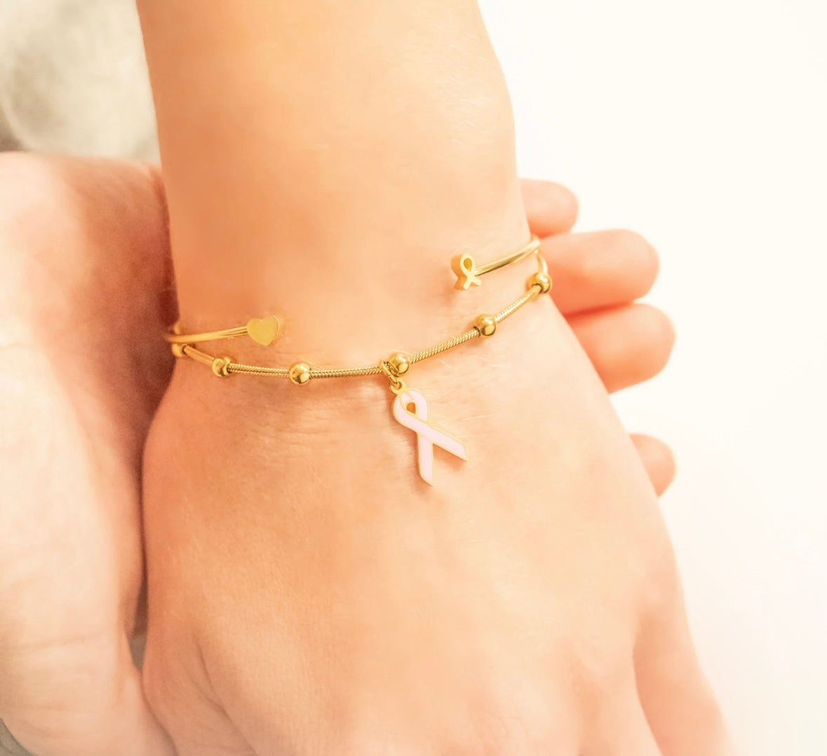 Cuff Cancer Ribbon Charm
