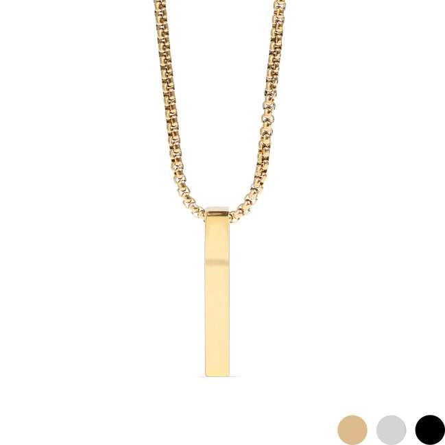 Collar con colgante de barra vertical grabada