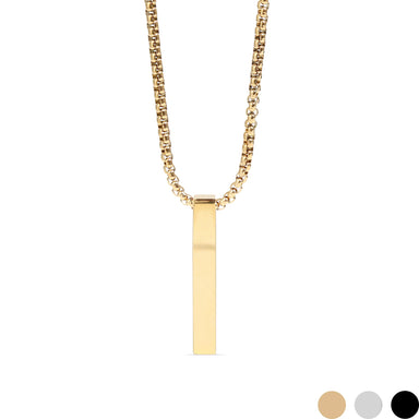 Collar con colgante de barra vertical grabada