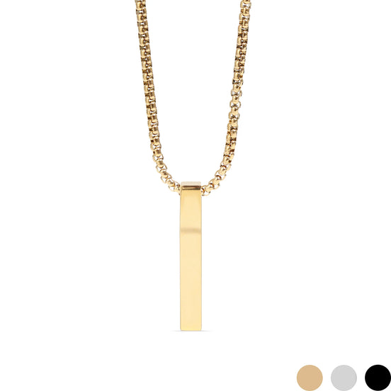 Collar con colgante de barra vertical grabada